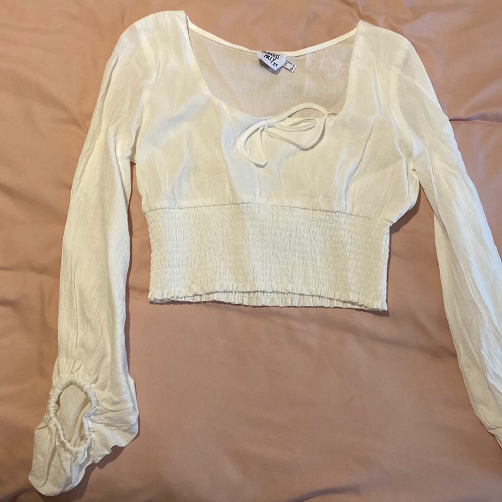 White long sleeve top